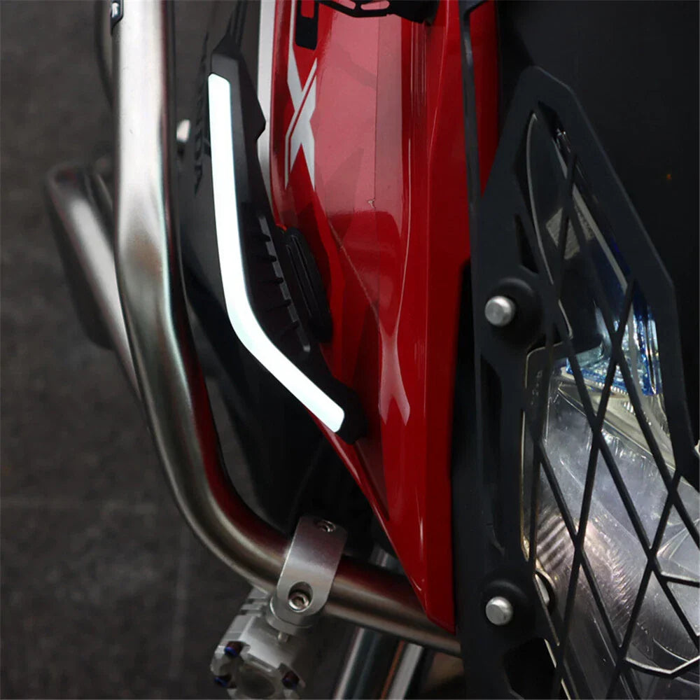 Motorcycle Front Side Aerodynamic Spoilers with White Light