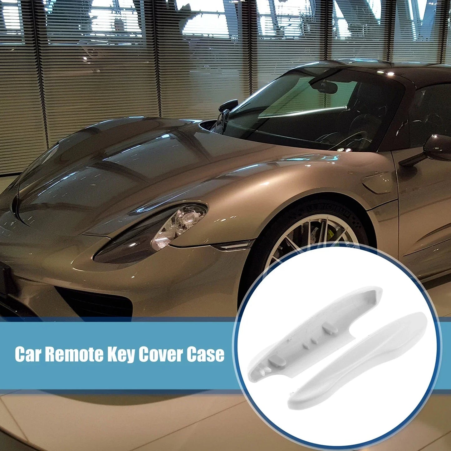 Car Remote Key Side Cover Case Set for Porsche Taycan 911 (2020-2021) White