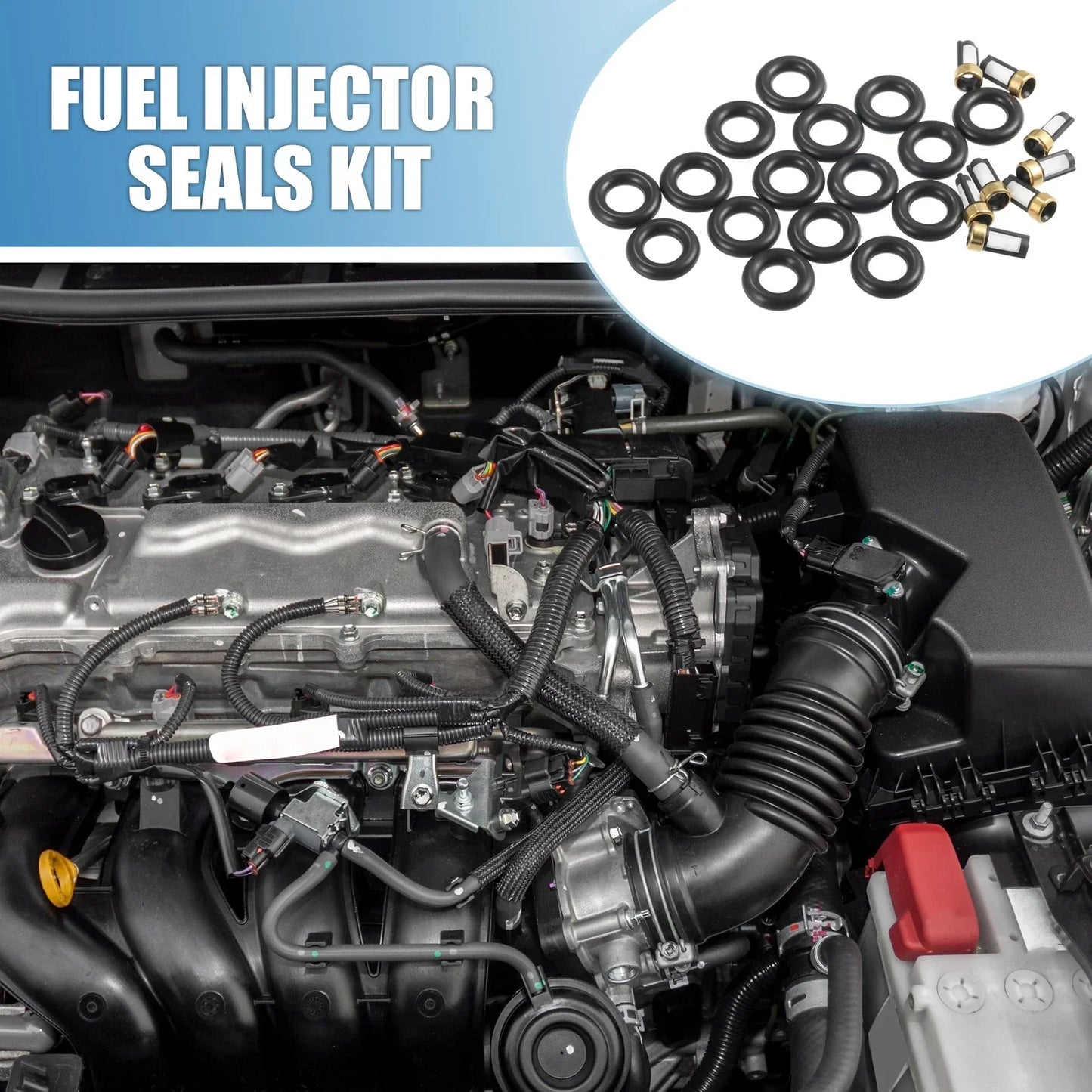 Fuel Injector O Rings Seals with Micro Filters for Dodge Ram 1500 (2009-2018)