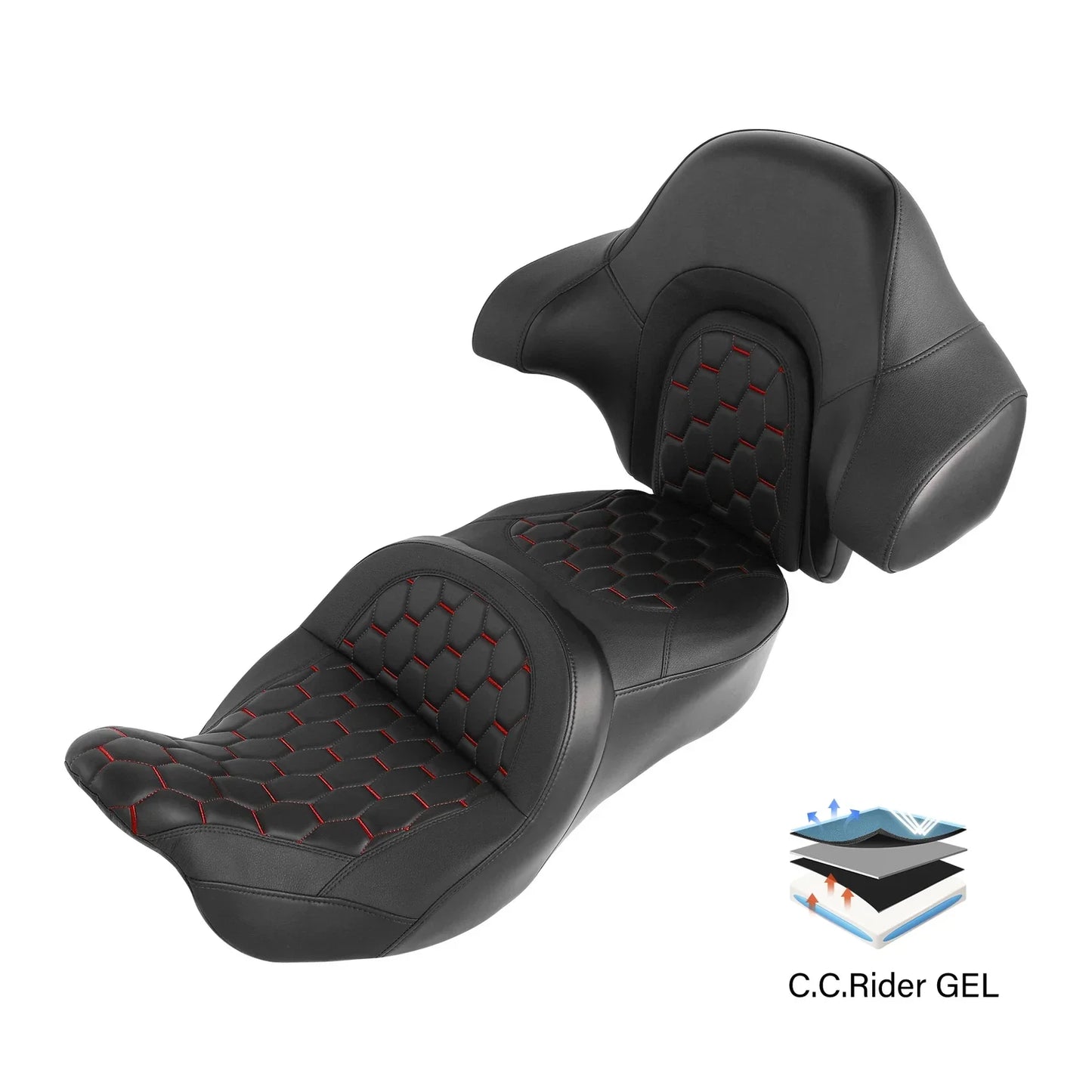 Driver Passenger Gel Seat Backrest for Harley Street Road Glide (2014-2023)