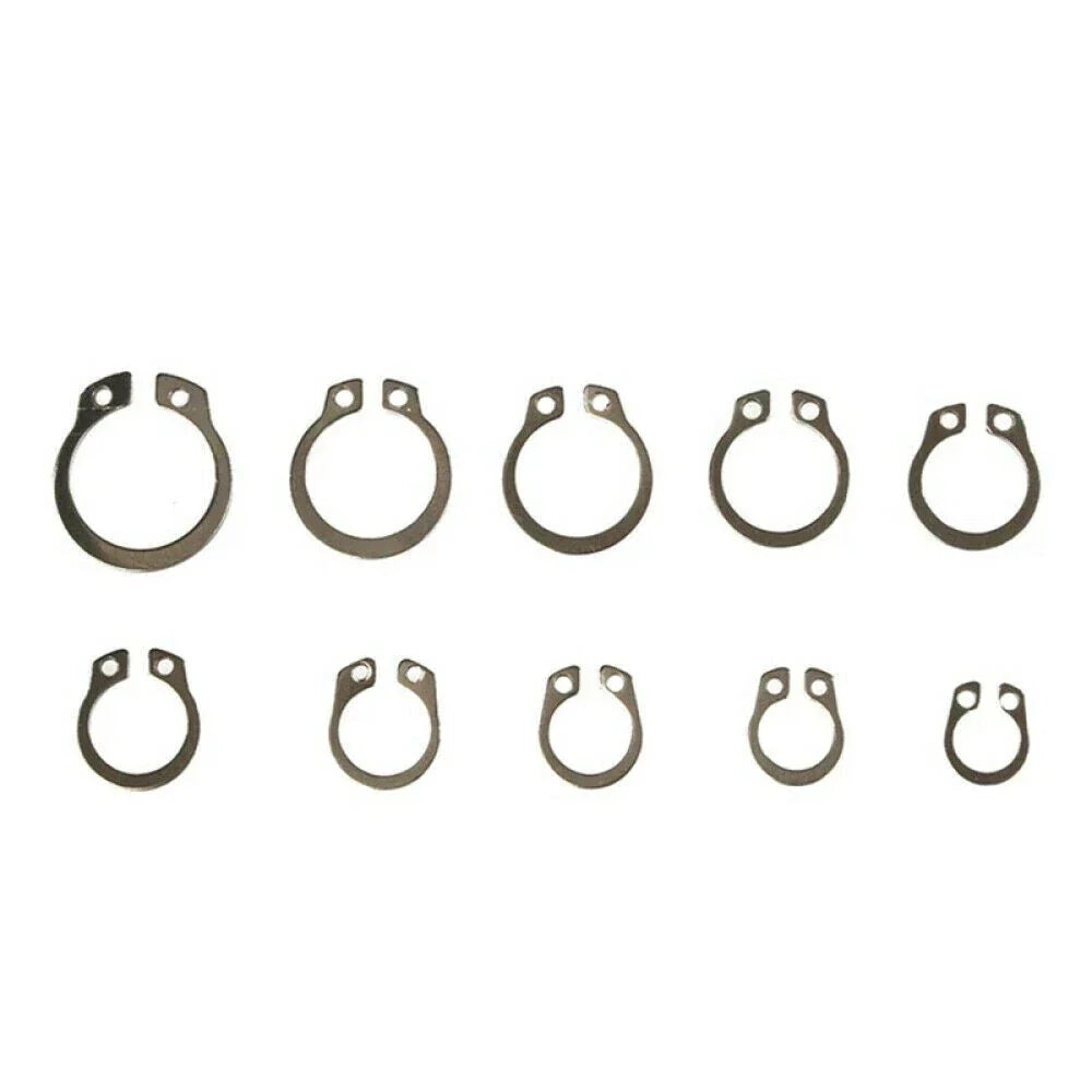 100pcs 304 SS External Circlip Ring Assortment 8-18mm for Universal