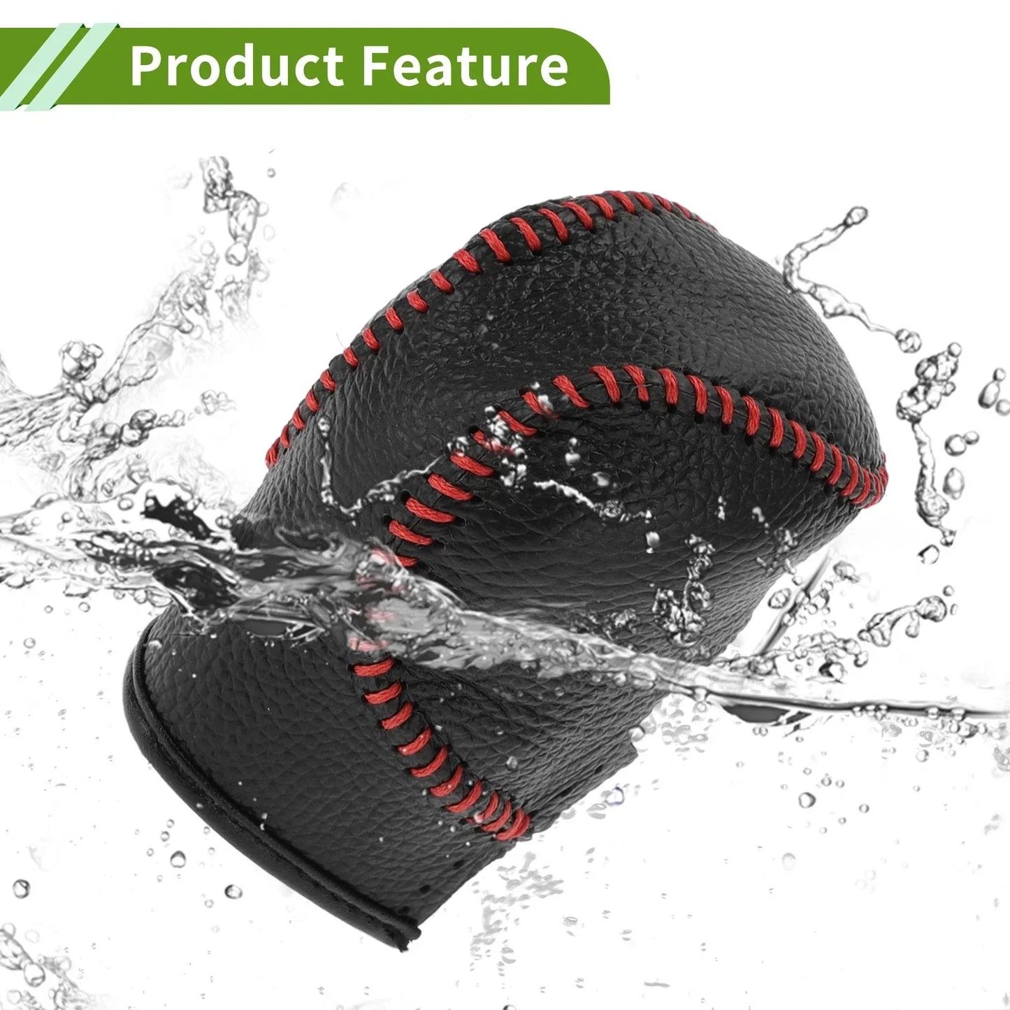 Car Pebbled Gear Shift Knob Cover for Honda Civic - Black Red Faux Leather
