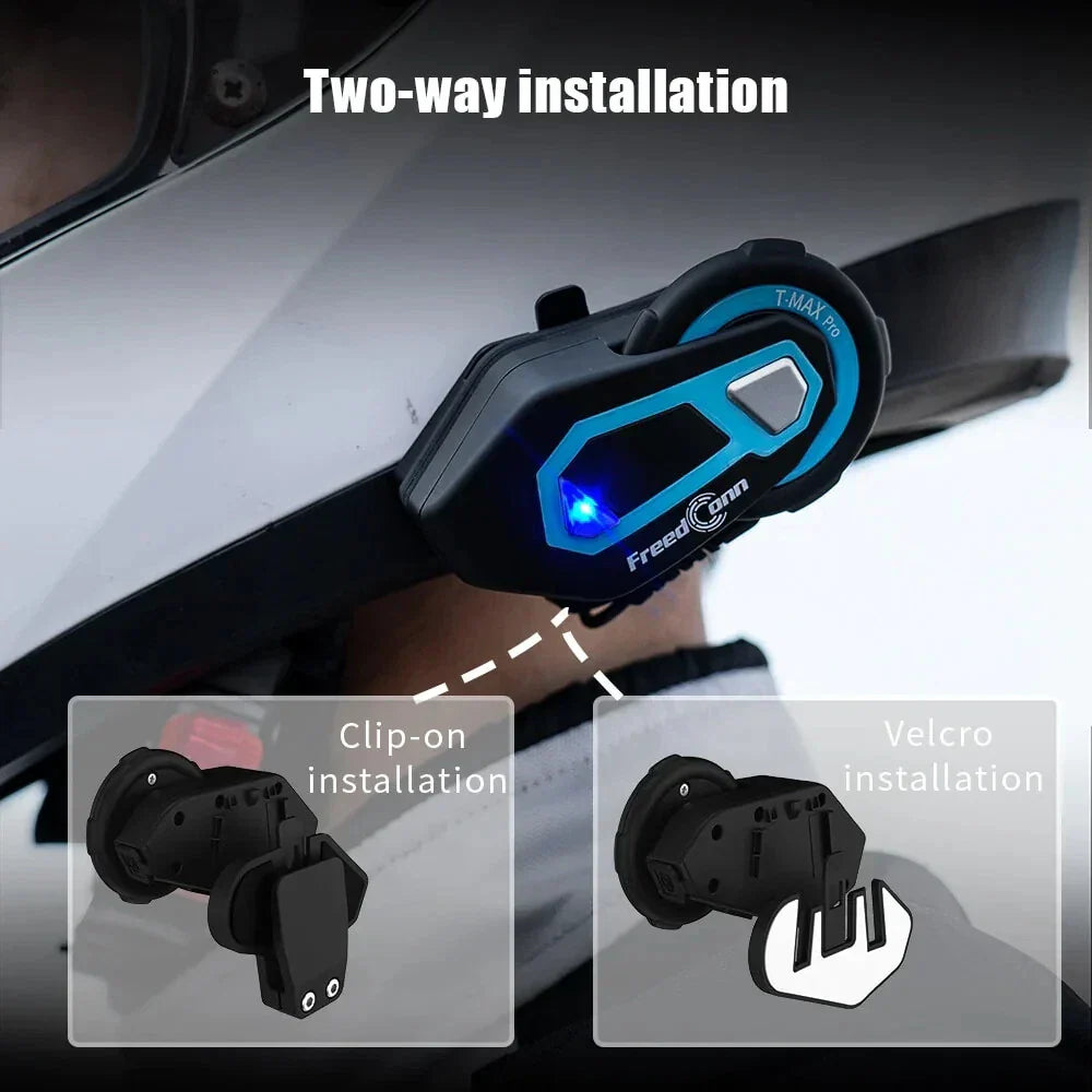 T-Max Pro Bluetooth Helmet Headset for Motorcycle - 6 Riders, 1200M FM