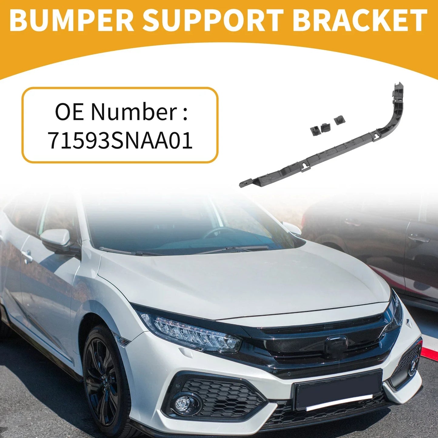 RH Side Rear Bumper Support Bracket for Honda Civic (2006-2011) 1 x Black ABS