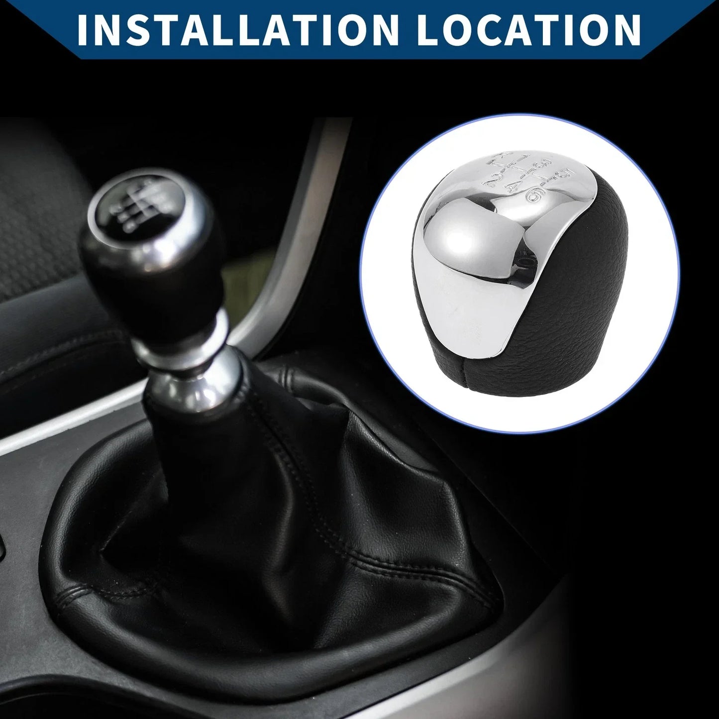 6 Speed Manual Gear Shifter Knob for Hyundai Elantra (2008-2009) Faux Leather
