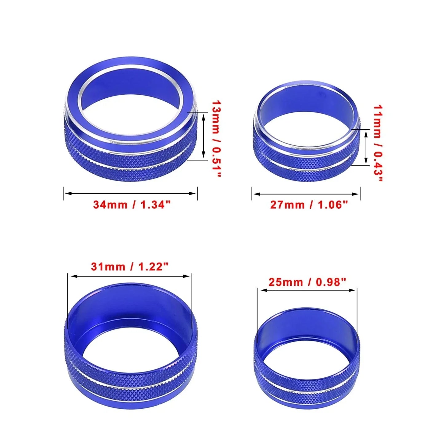 5 x Car Air Conditioner Volume Switch Knob Cover Rings for Honda (2016-2023)