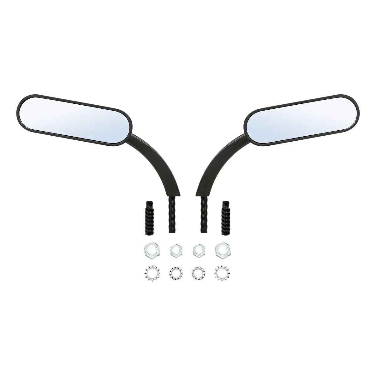 Black Mini Oval Rear View Mirrors for Harley Touring Dyna Sportster 883 1200