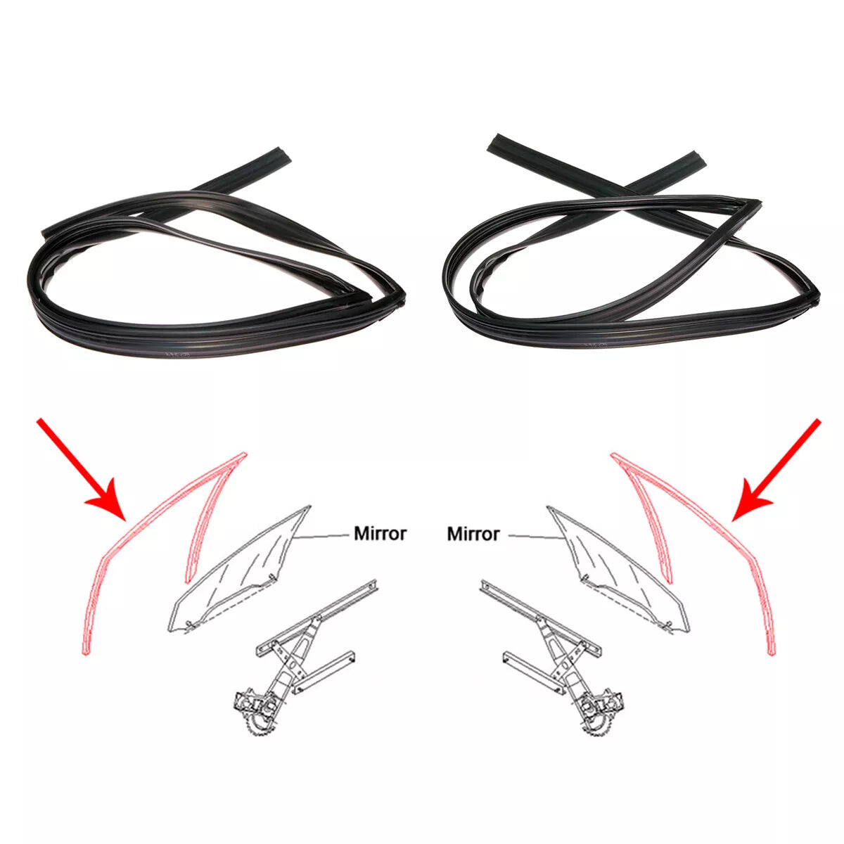 Front Door Glass Run Channel Seal for Honda Civic Hatchback 2006-2011