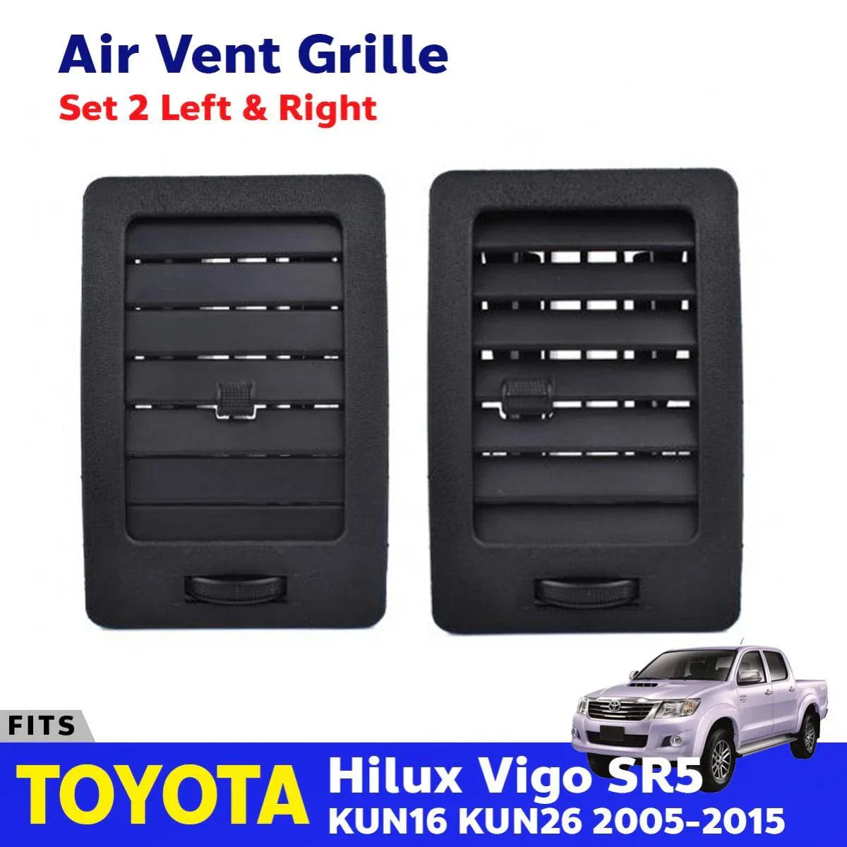 Air Vent Grille Black Pair LH+RH Fits Toyota Hilux Vigo SR5 Pickup 2005-15 D06