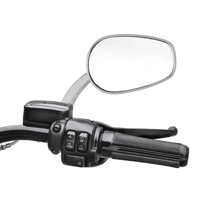 Large Satin Chrome Rear-View Mirrors for Harley Street Glide, Softail, Fatboy (2006-2023)