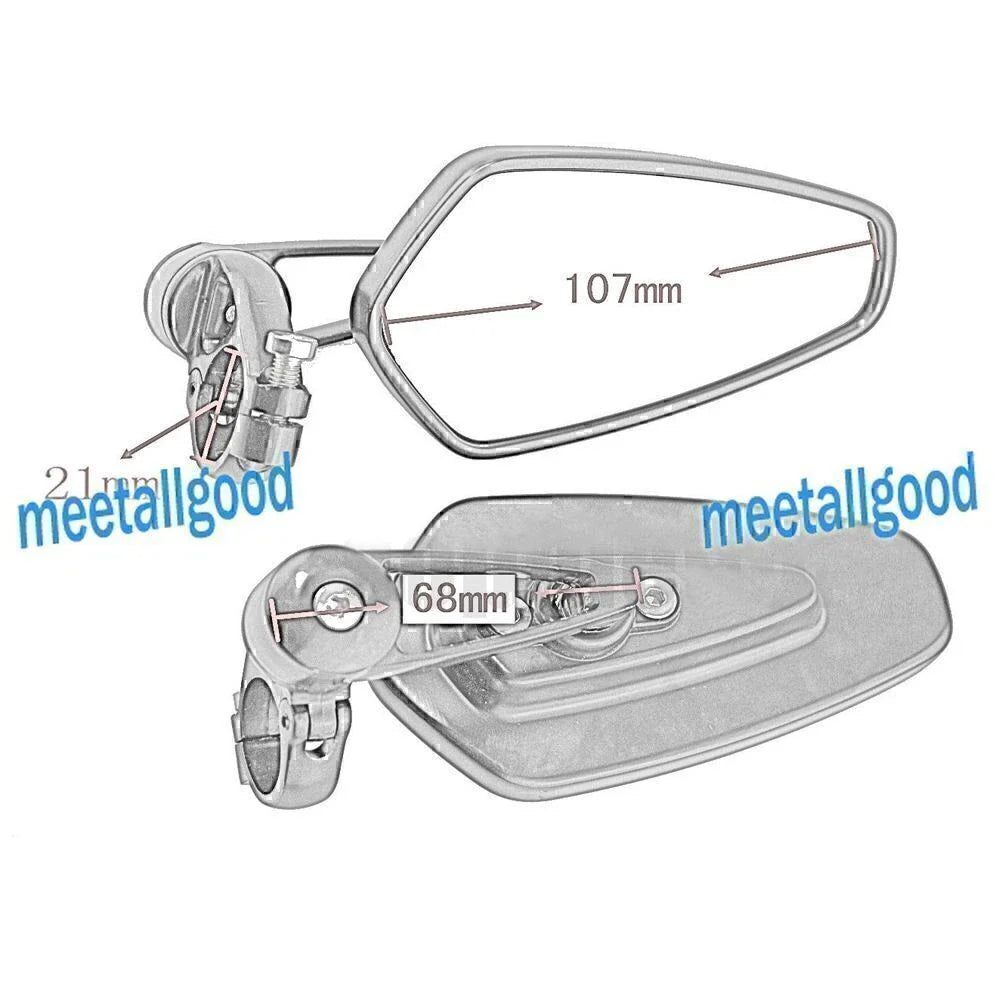 Set of 2 Universal Fit 7/8" Handlebar End Rear View Mirrors for Motorcycles