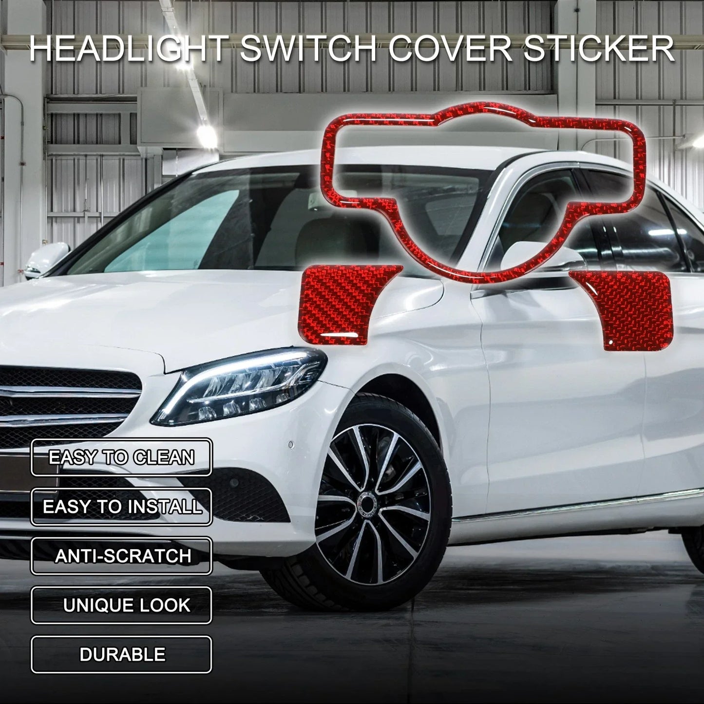 Auto Headlight Switch Cover Sticker for Mercedes-Benz A B C E G Class (2013-2023)