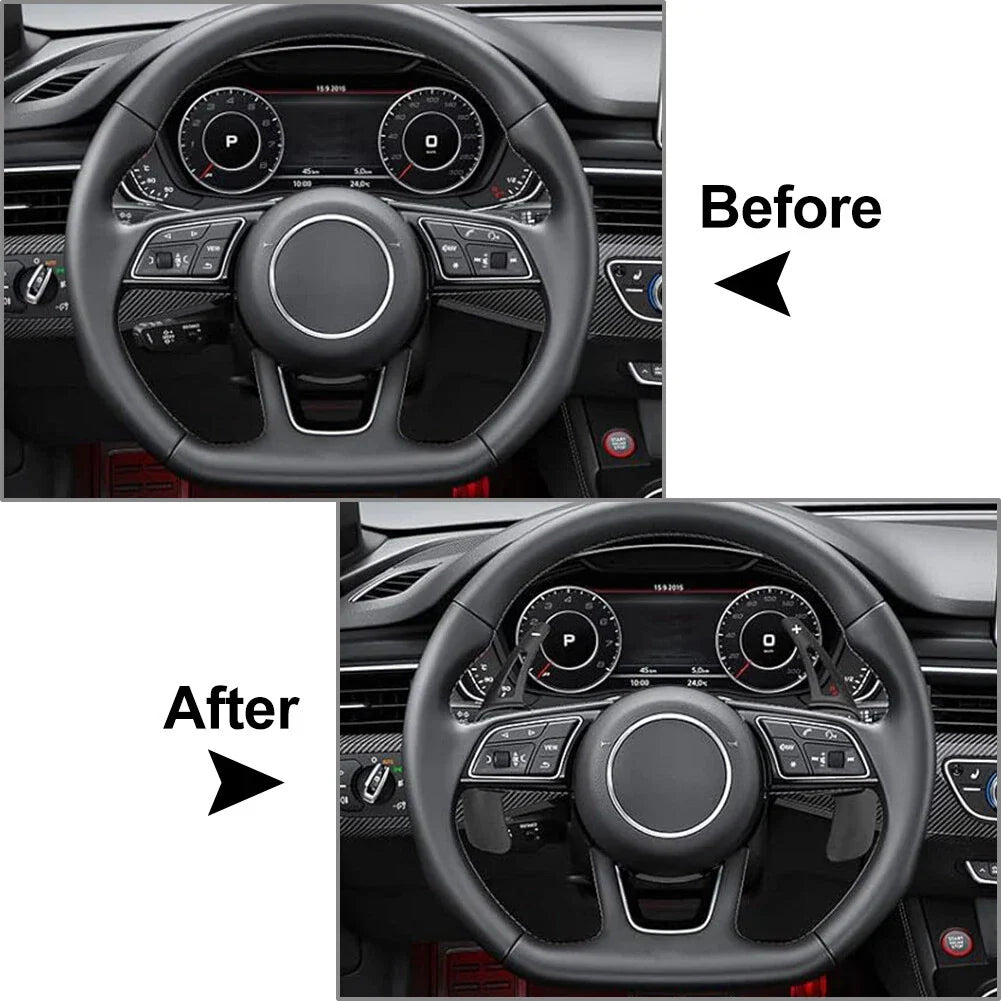 Black Steering Wheel Paddle Shifter Extensions for Audi A3 A4 A5 Q3 Q5 Q7 Q8