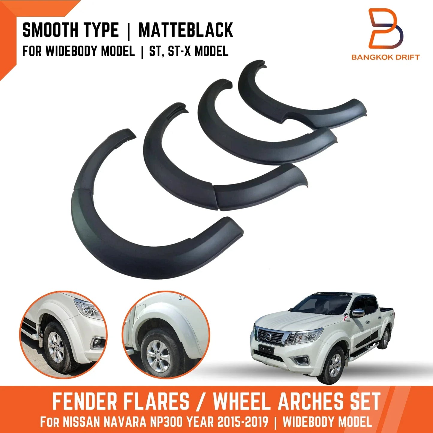 Matte Black Fender Flare Arch for Nissan NP300 Navara D23 Widebody (15-19)