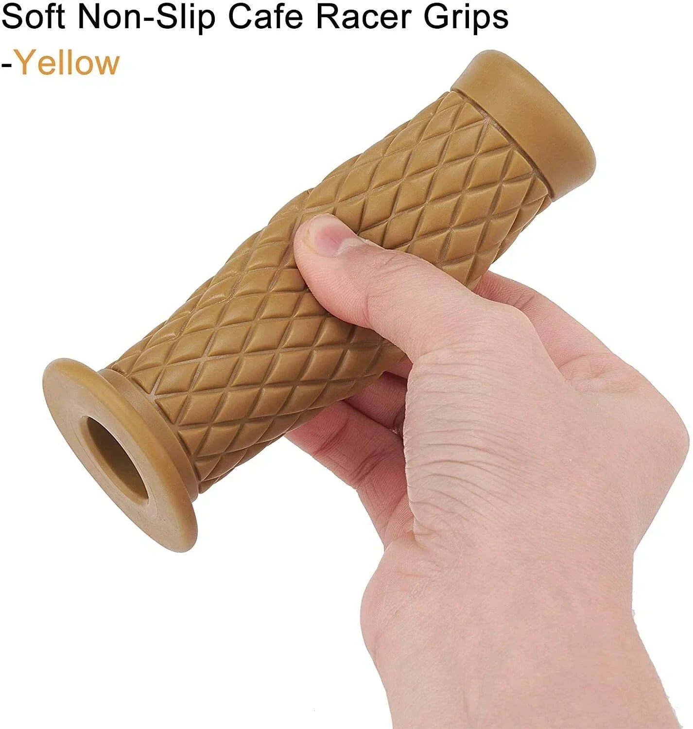 Yellow Motorcycle Gel Hand Grips for 7/8in 22mm Handlebar Sports Bike