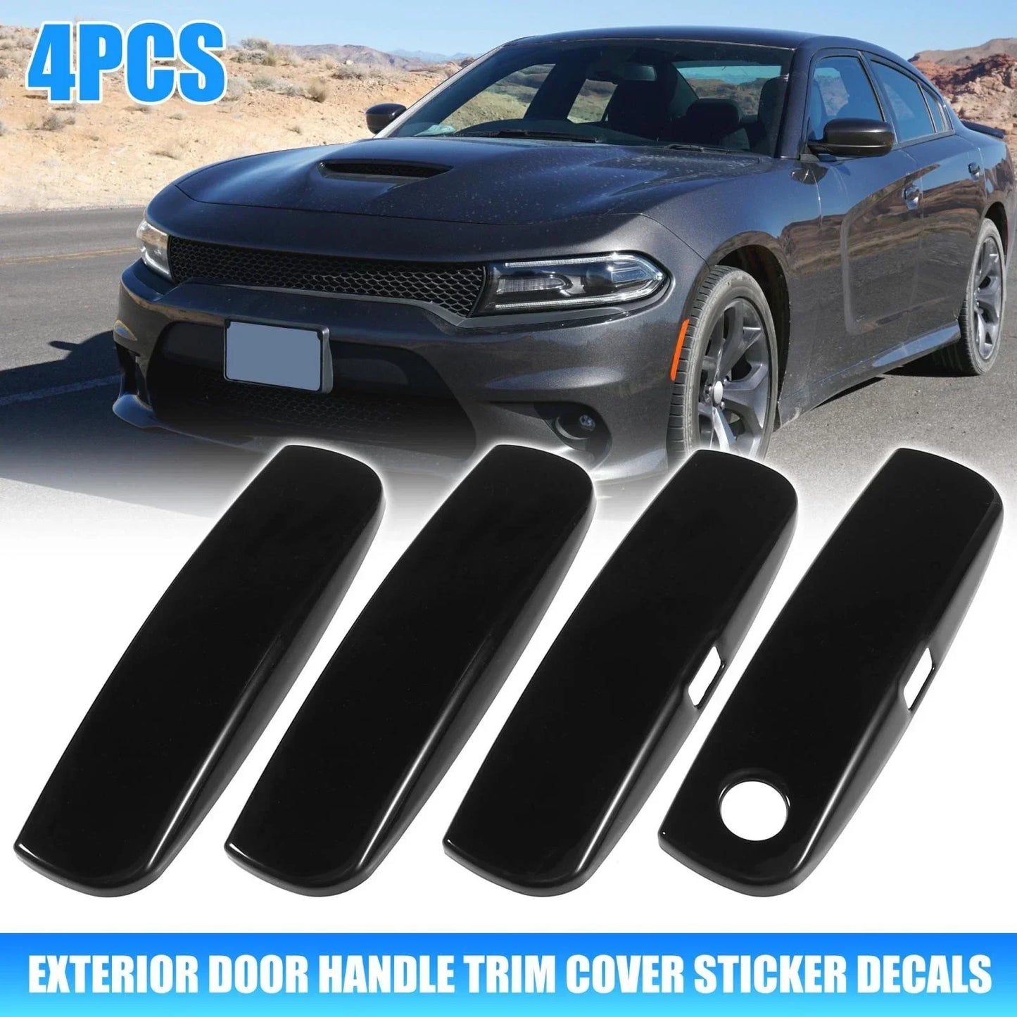 4 x ABS Glossy Black Door Handle Covers Trim for Dodge Charger (2011-2021)