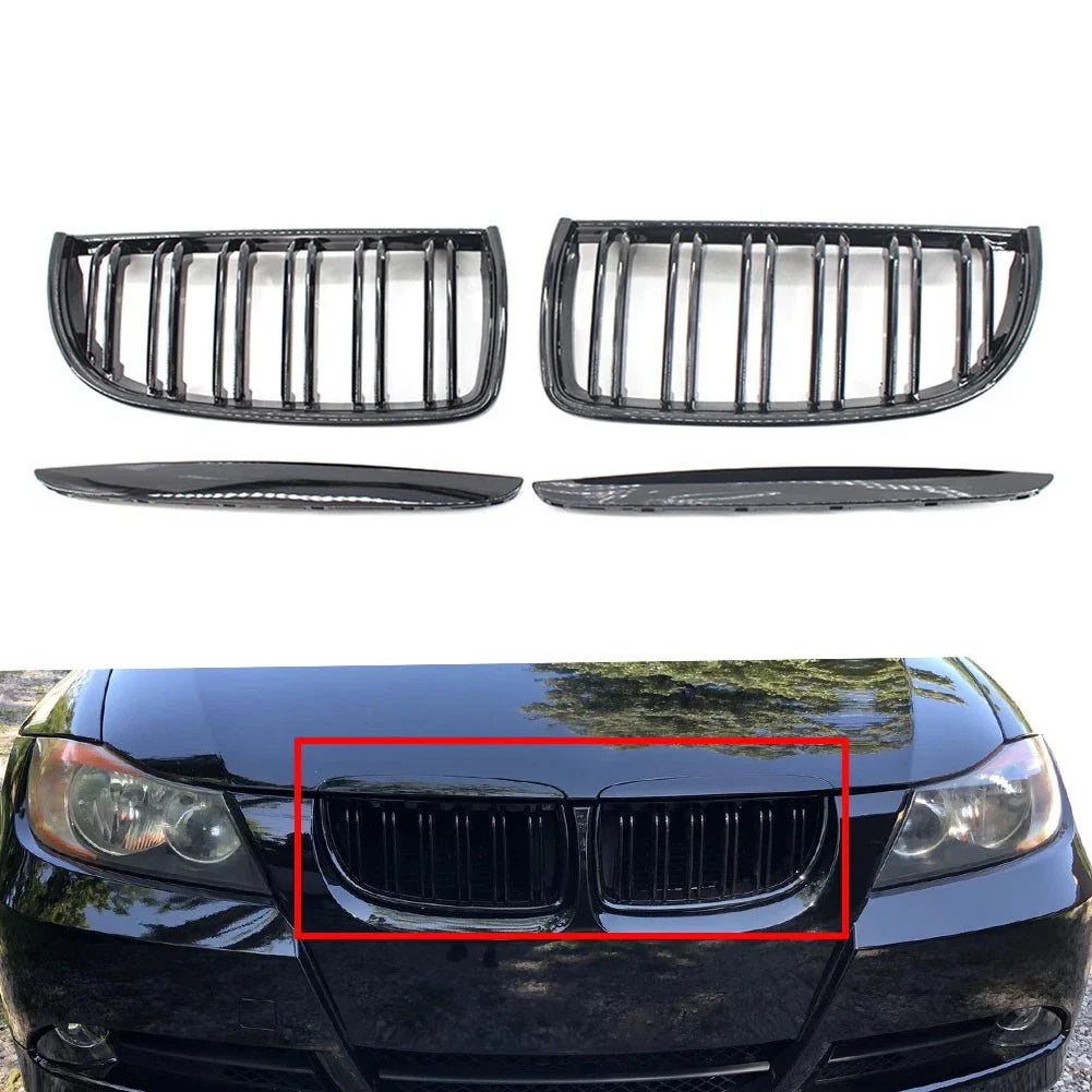 Dual Slat Front Kidney Grille for BMW 3-Series E90 E91 (2005-2008)