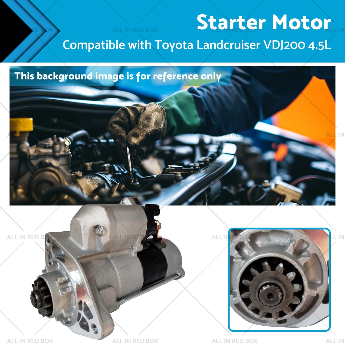 Starter Motor for 07-14 Toyota Landcruiser VDJ200 4.5L V8 Diesel (2007-2014)