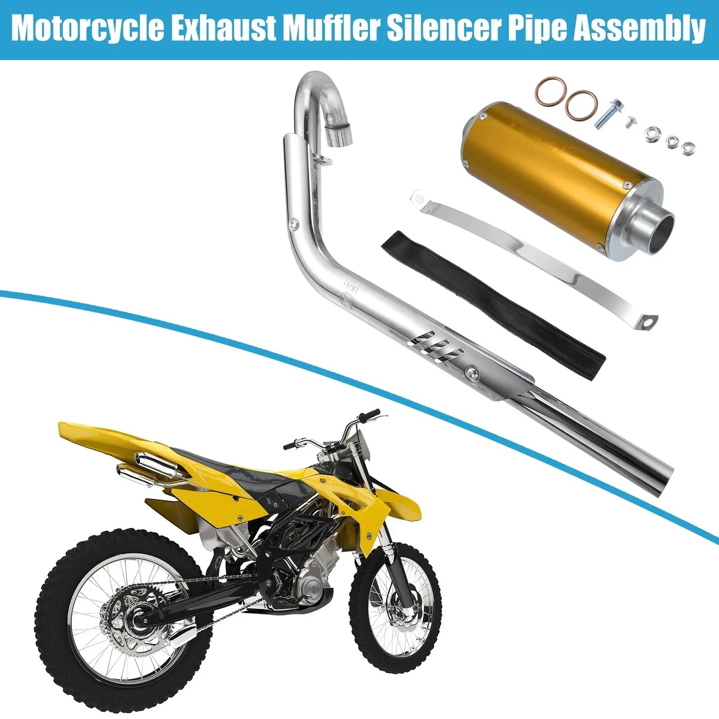 Exhaust Muffler Silencer Pipe Kit 1.1Inch for Honda XR50 CRF50 (2000-2023)
