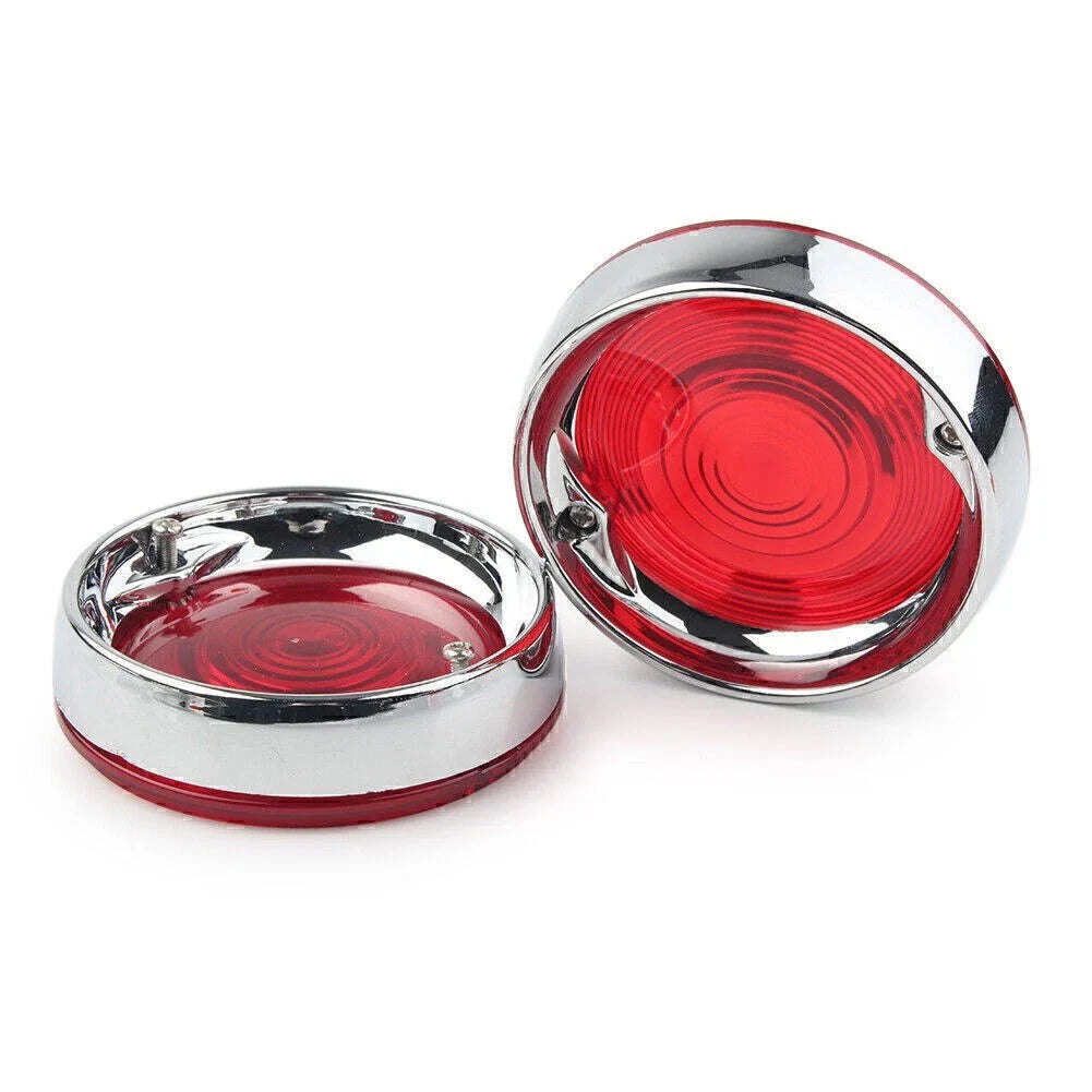 Turn Signal Bezels Red Lens Covers Chrome for Harley Touring Road Glide