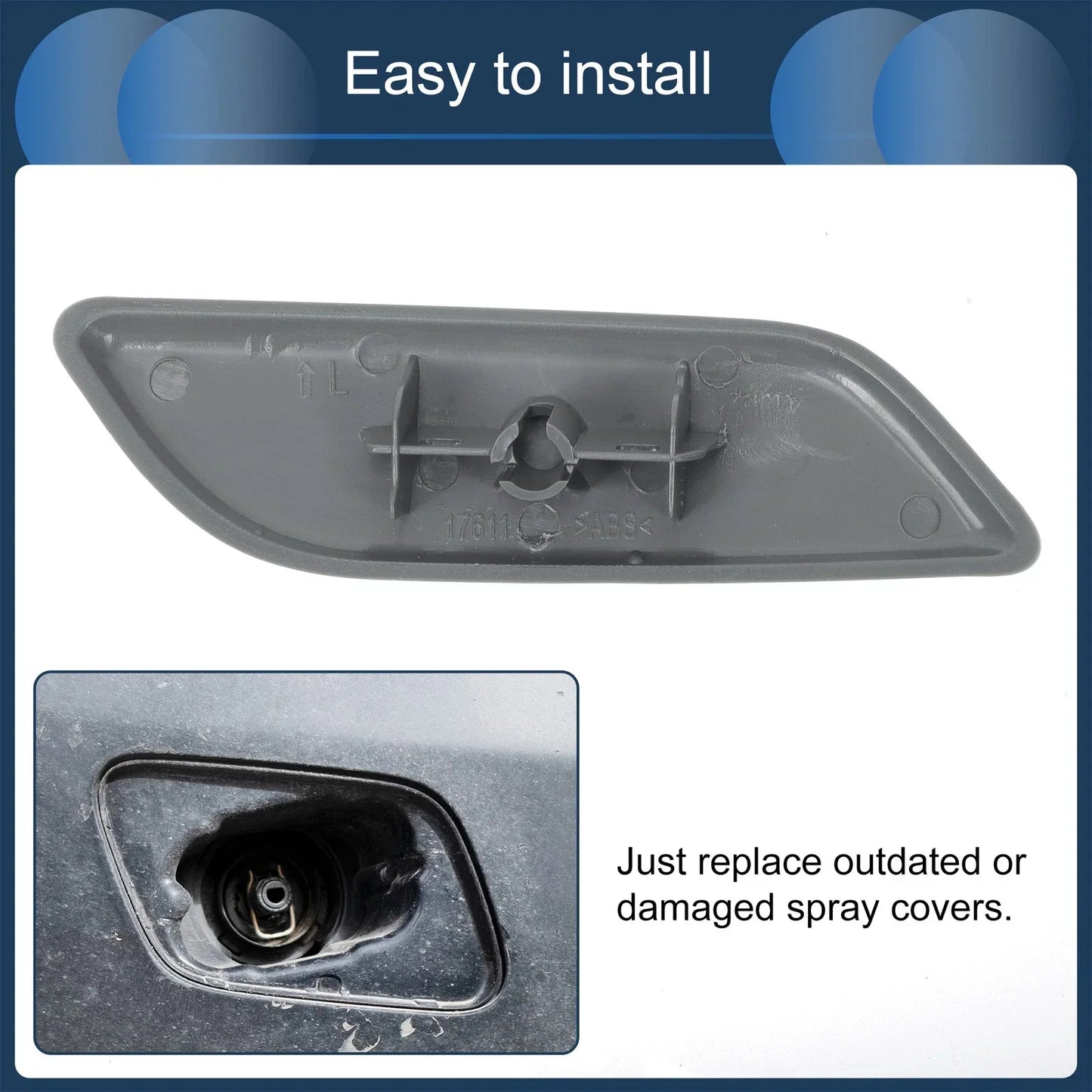 Front Left Washer Nozzle Cover for Honda Accord VIII 2011-2013 - White 1 x