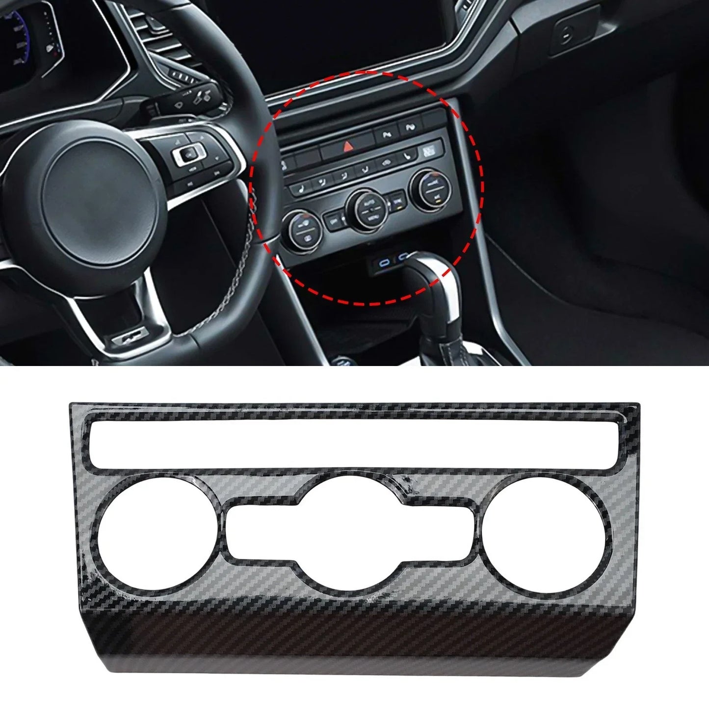 Decorative Carbon Fiber Trim for VW T-Roc Air Conditioning Knobs (2017–2023)