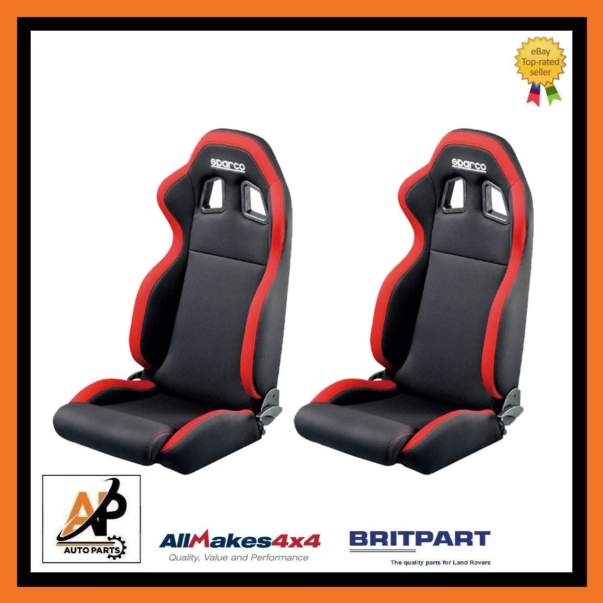 Cloth Seat Covers Black Red Front Set for Land Rover Defender (90–110)