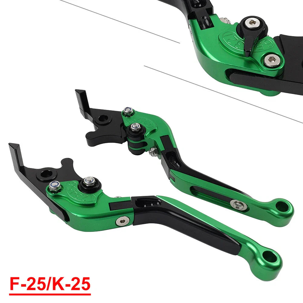 CNC Green Extendable Brake Clutch Levers for Kawasaki Ninja 125 250 (2013-2023)