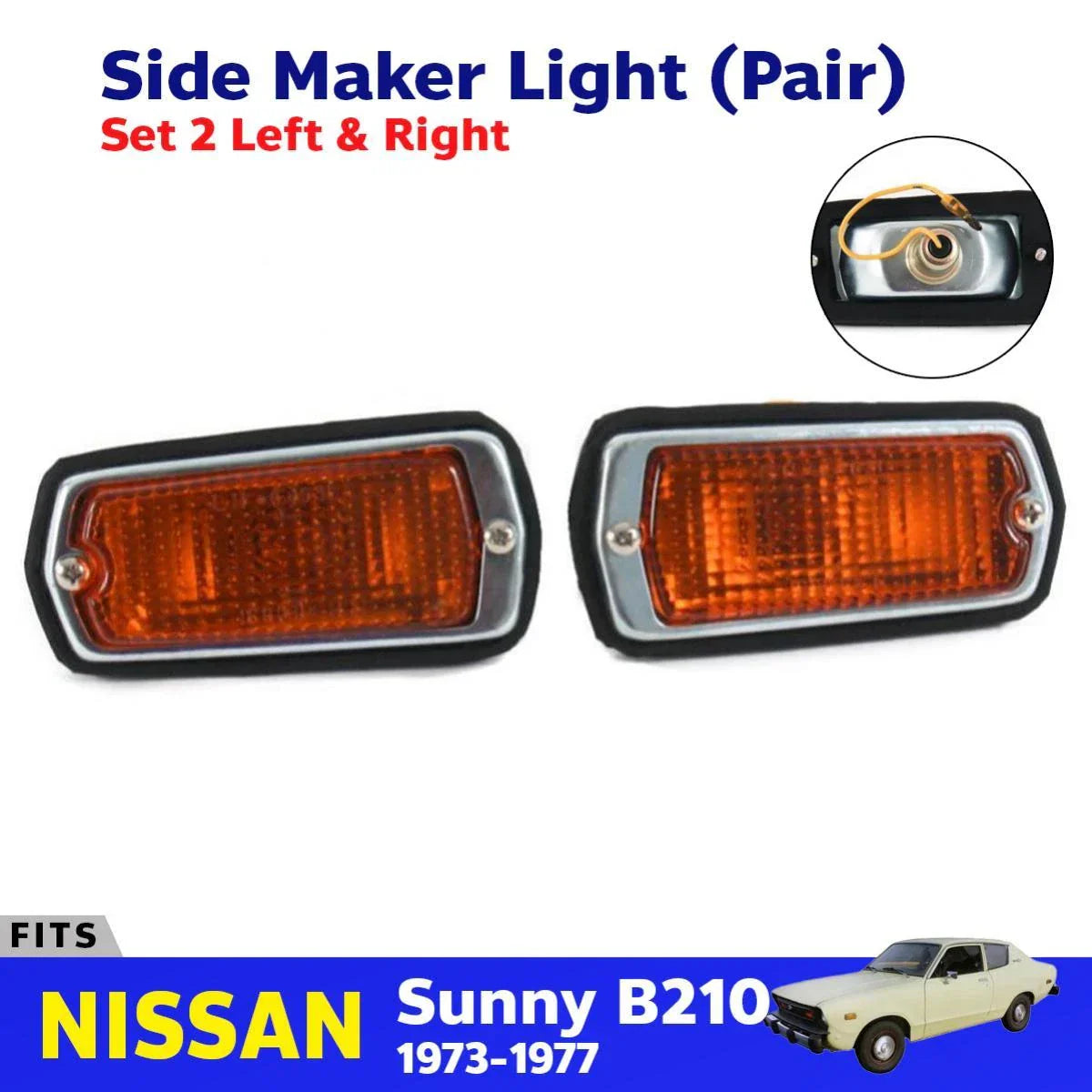 Side Marker Lights Indicator Lamp LR Fits Nissan Sunny B210 302 120Y 1973-77 D06