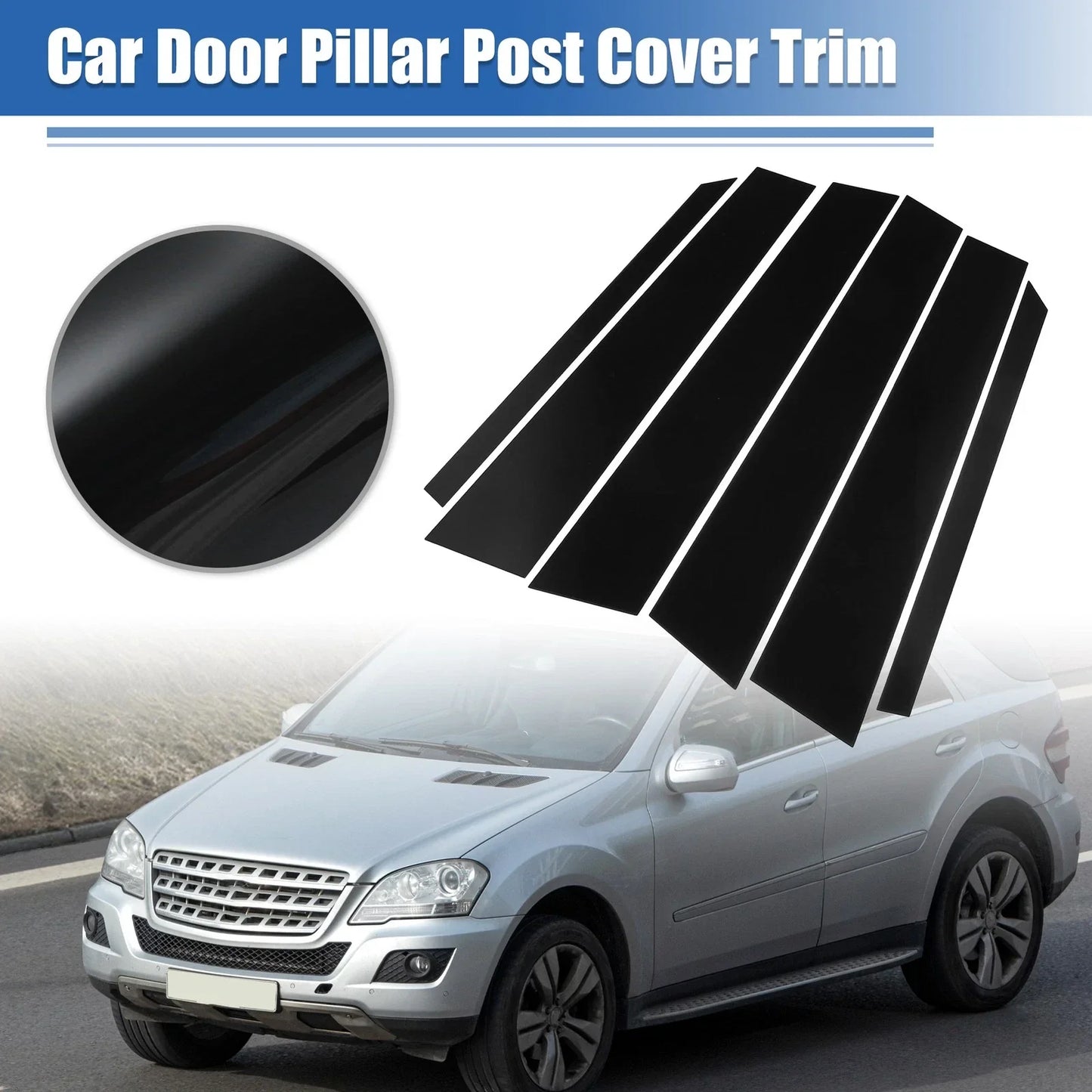 Glossy Black Car Door Window Pillar Post Covers for Mercedes-Benz M/ML-Class