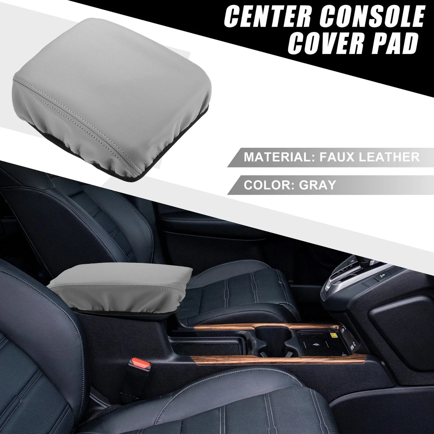 Car Center Console Armrest Cover Trim for Honda CR-V (2017-2022) Gray