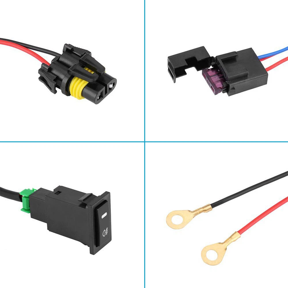 12V Car LED Fog Light Wiring Harness with Switch & Relay
