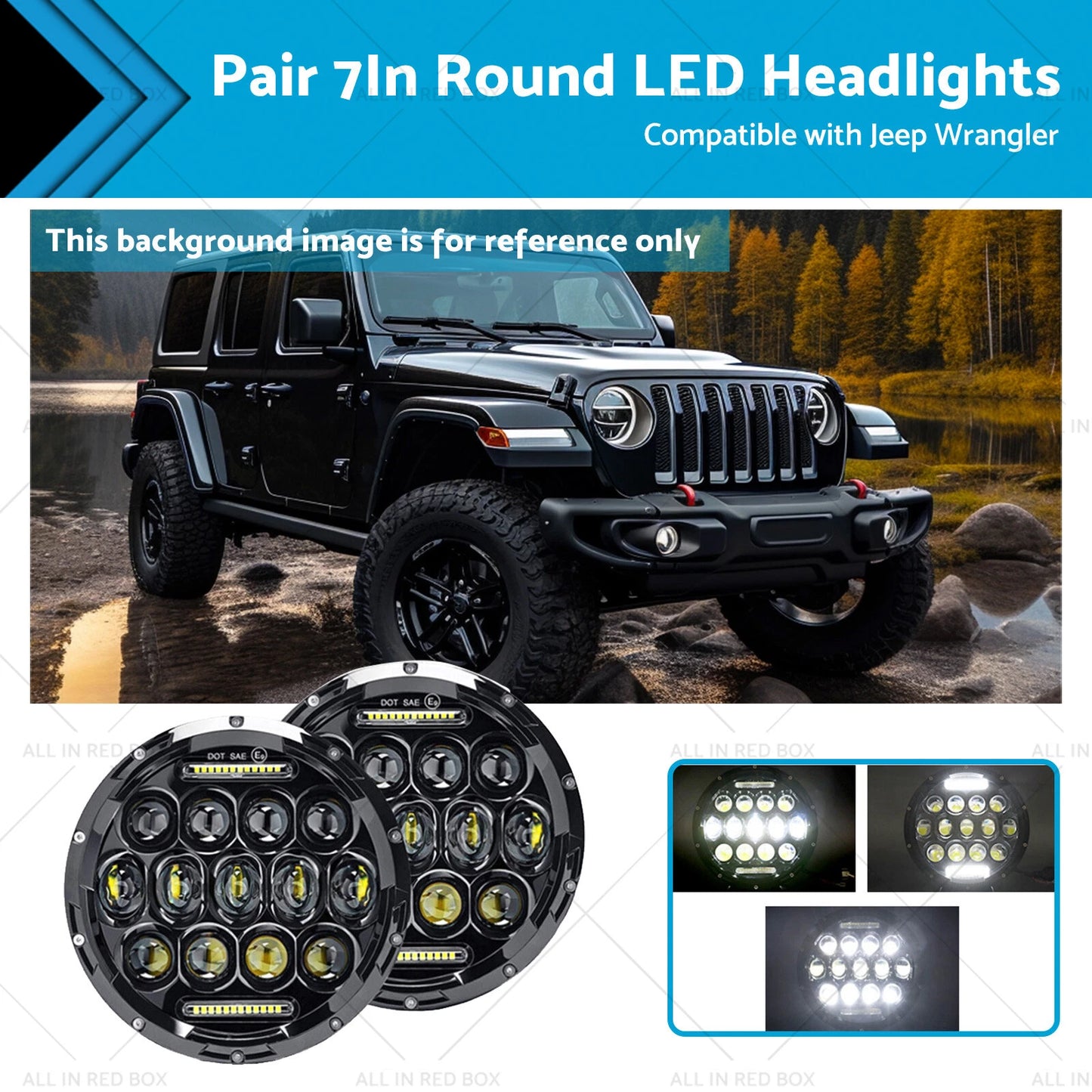 7In Round LED Headlights Hi/Lo DRL Beam Lamps for Nissan Patrol