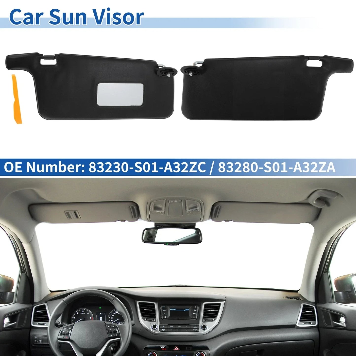 Left & Right Sun Visors for Honda Civic 1996-2000 Black (1996-2000)