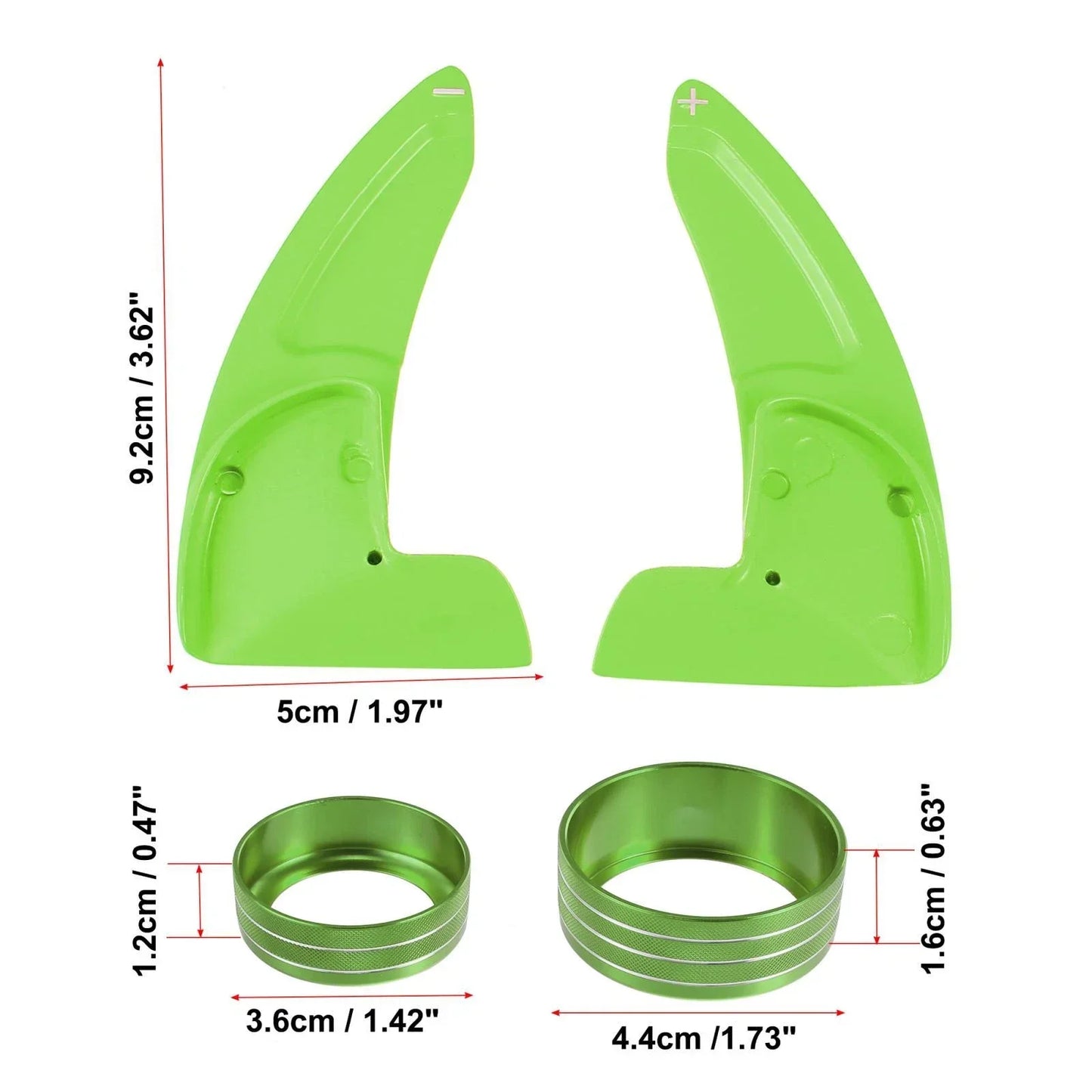 Green Steering Paddle Shifter & AC Volume Knob Cover Ring Trim for Dodge Charger