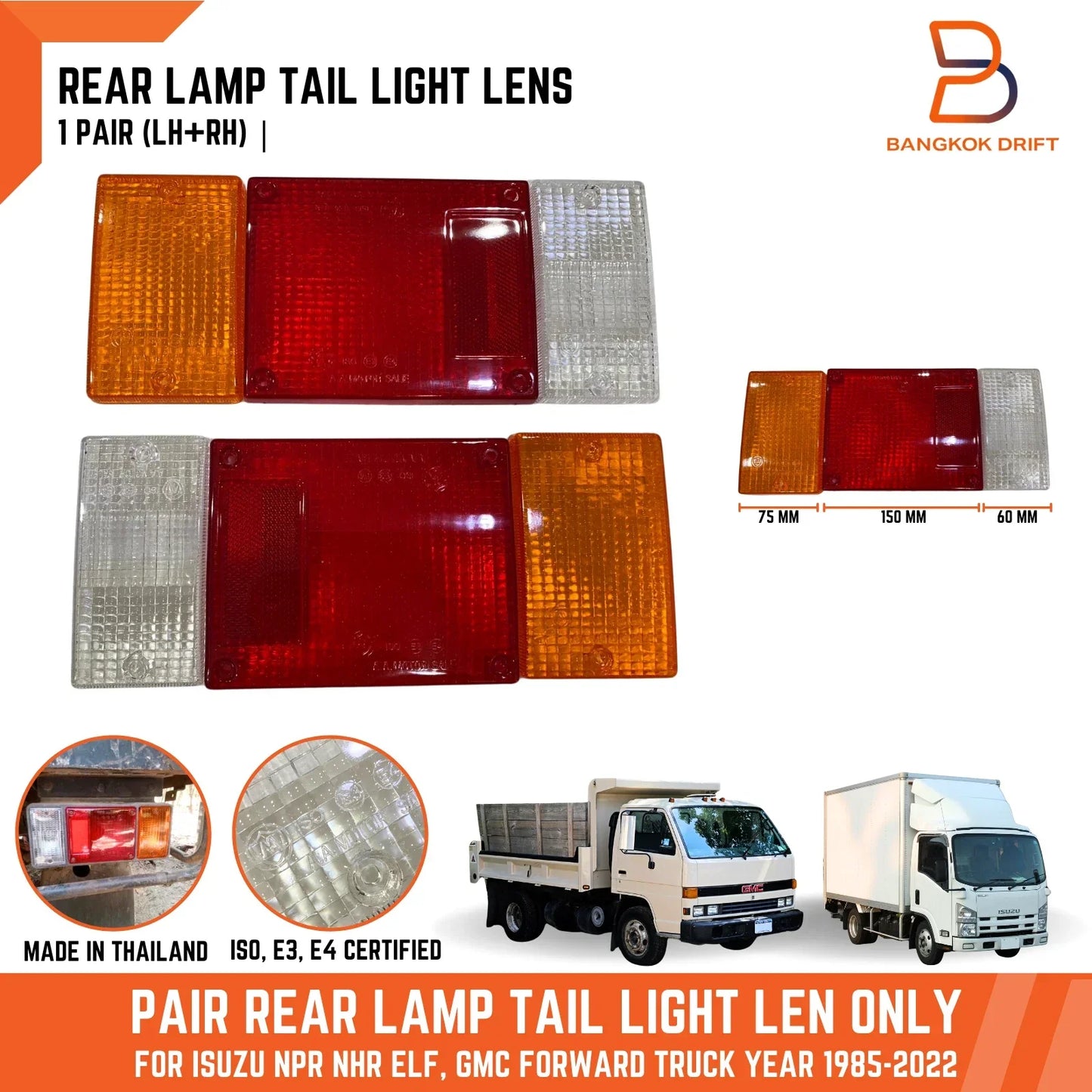 Rear Tail Light Lens for ISUZU ELF NPR NKR NLR NHR TRUCK (1985-2022)