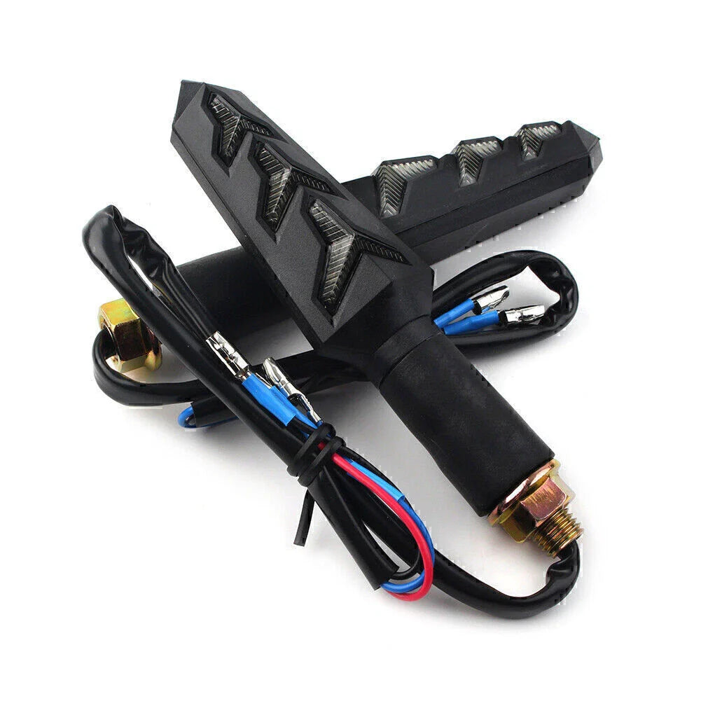 10mm Motorcycle Black LED Amber Turn Signal Lights for Universal Models