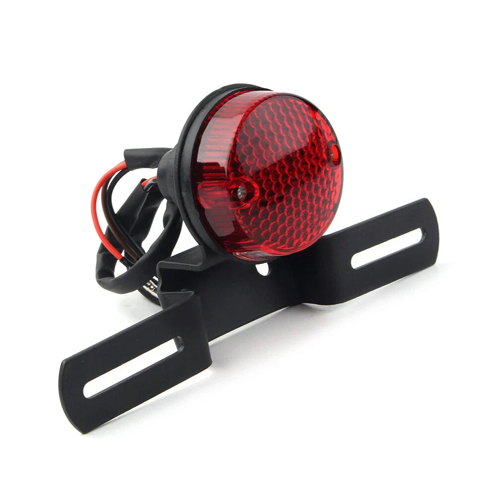 12V Round Red Motorcycle Brake Tail Light for Bobber Chopper Cafe Racer (N/A)
