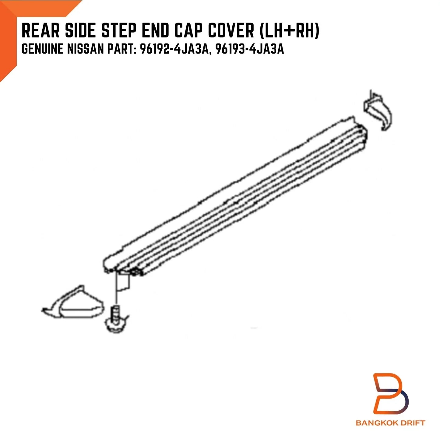 Genuine Rear Side Step End Caps for Nissan Navara D23 (2014-2023)