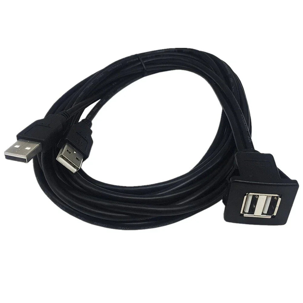 USB Dual Male to Female Car Dash Charger Socket Extension Cable 1M