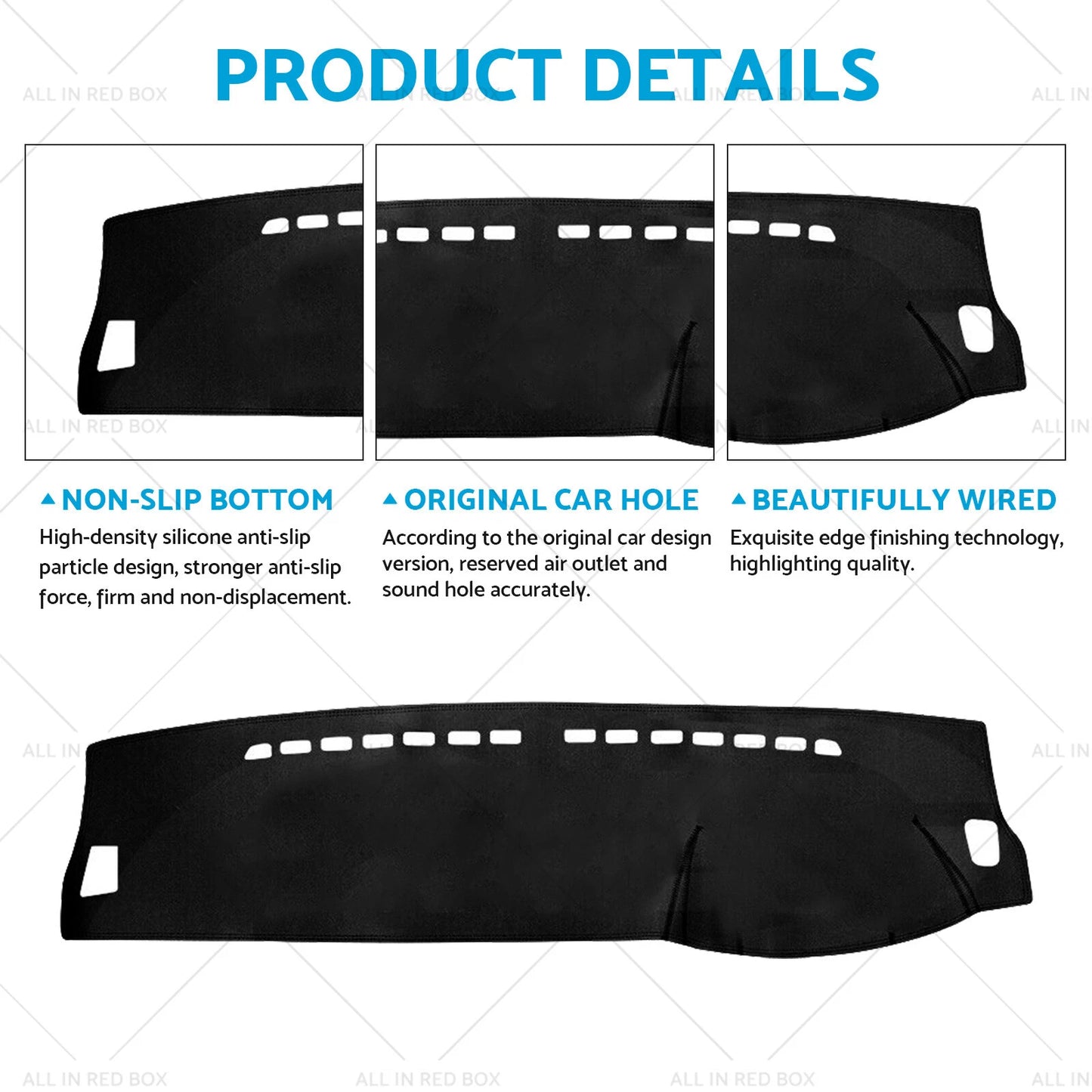 Non-Slip Dash Mat Cover for Ford Everest (2022-2025) Black