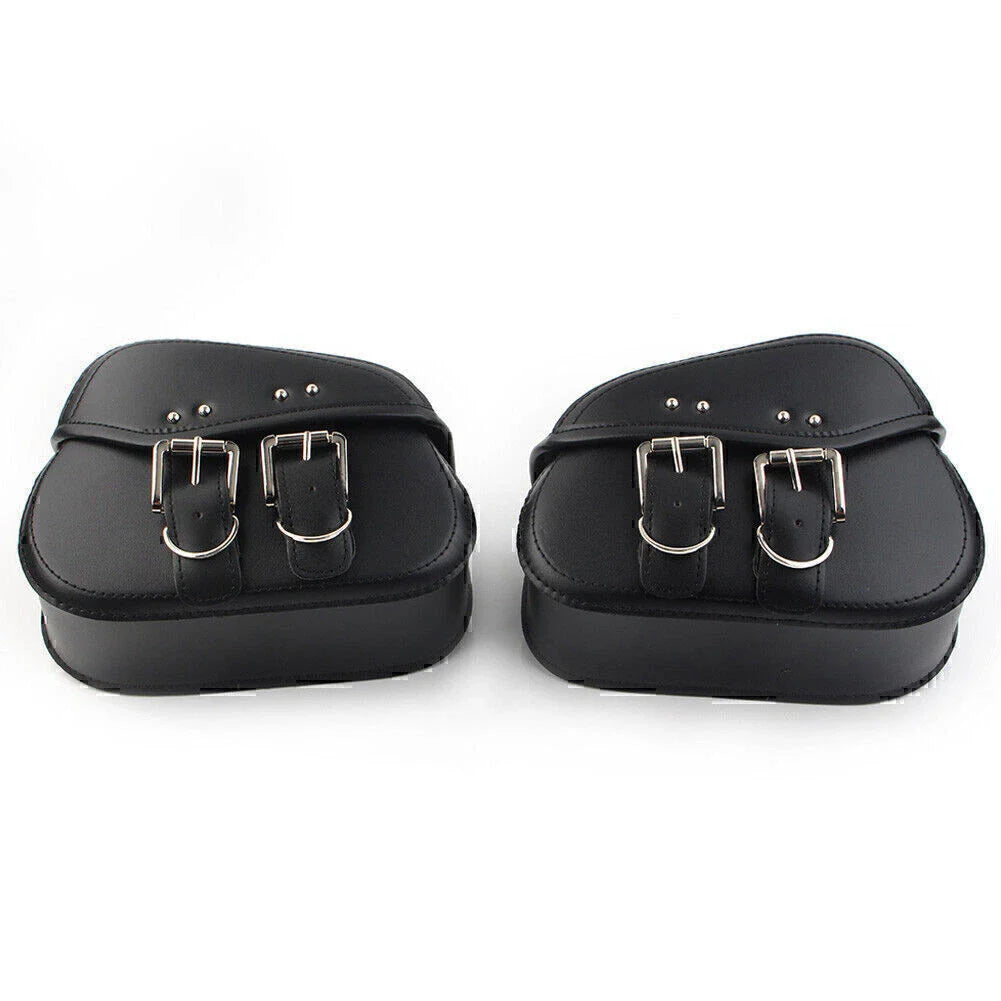 Black PU Leather Saddle Bags for Sportster Dyna Motorcycle