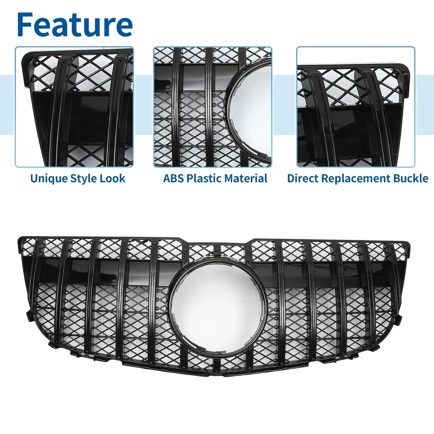 Front Upper Bumper Grille for Mercedes-Benz GLK300 (2013-2015) Gloss Black