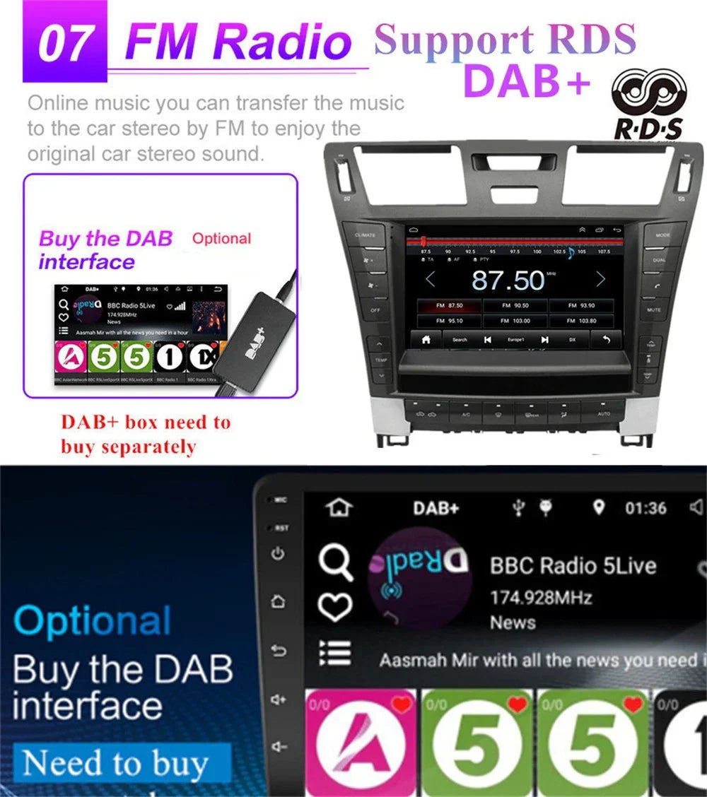 9'' Car Stereo Radio Head Unit for Lexus LS460 LS460L LS600 (2006-2012)