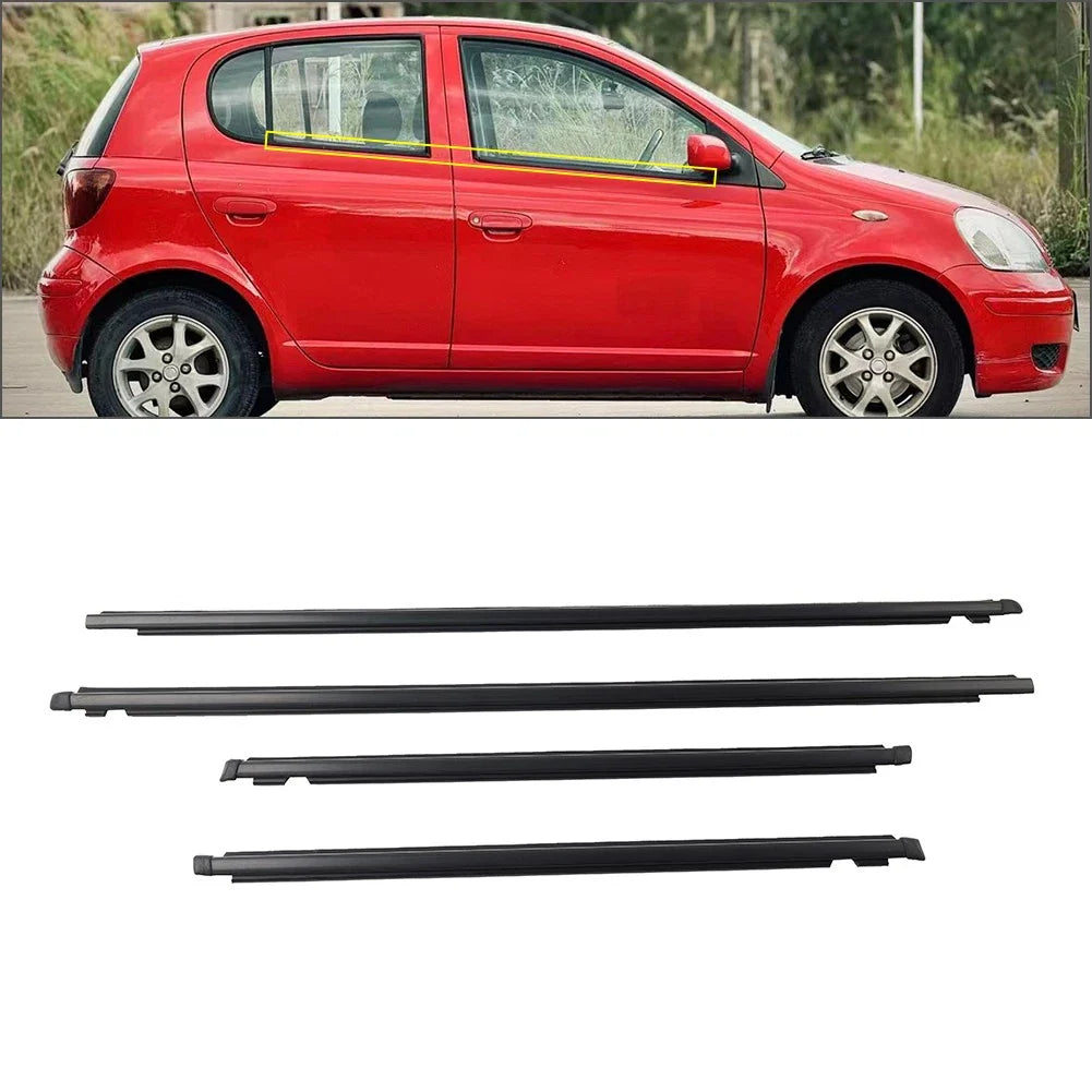 4 x Front Rear Weatherstrip Door Glass Belt Moulding for Toyota Echo (2000-2005)