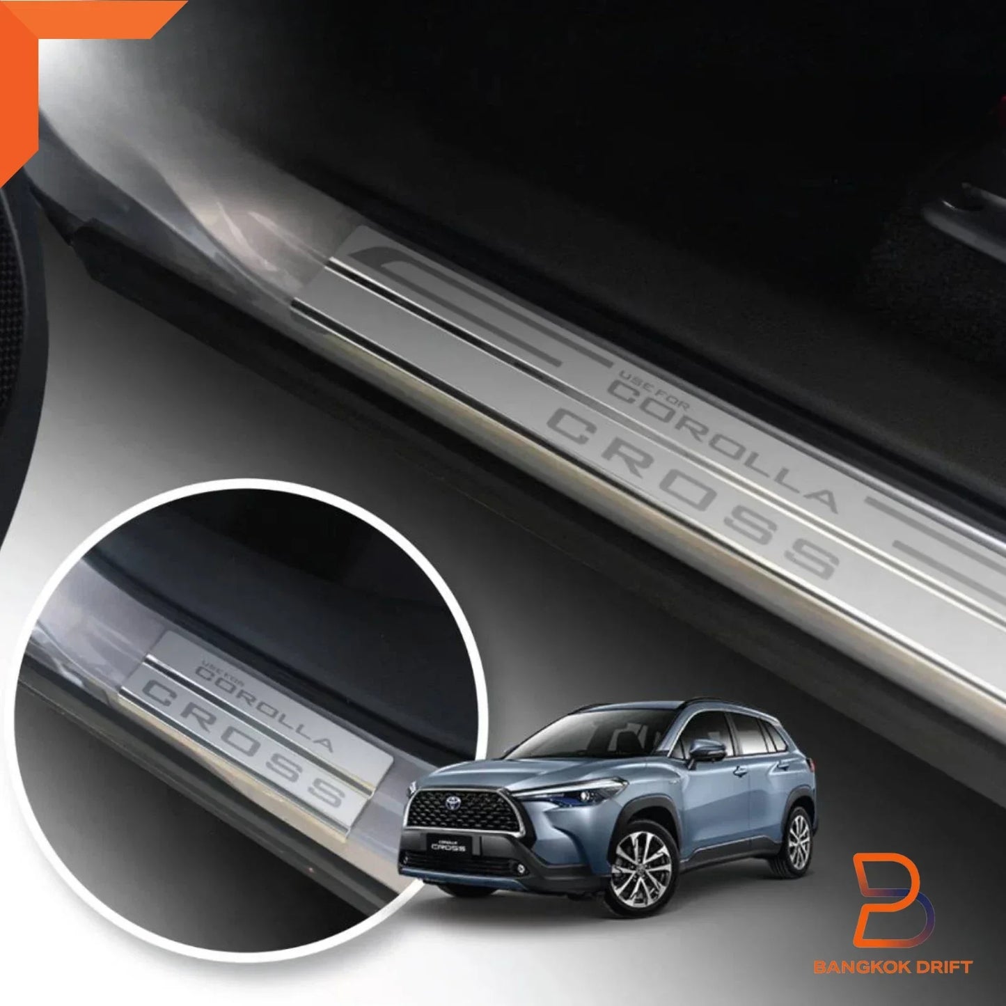 4 x Chrome Door Sill Scuff Plates for Toyota Corolla Cross (2020-2024)