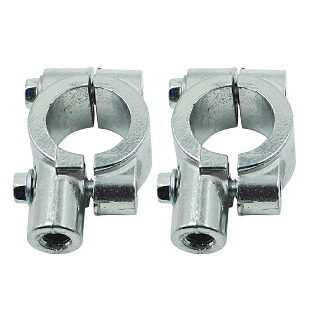 25MM M10 Motorcycle Silver Handlebar Mirror Mount Holder Clamp