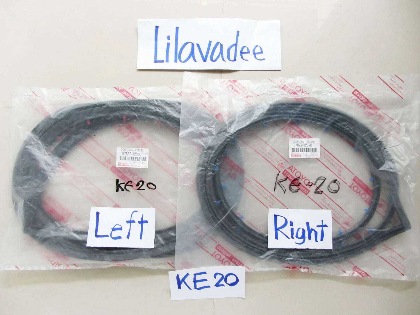 Weatherstrip Rubber Seal Pair for Toyota Corolla KE20 2-Door Sedan (1970-1979)
