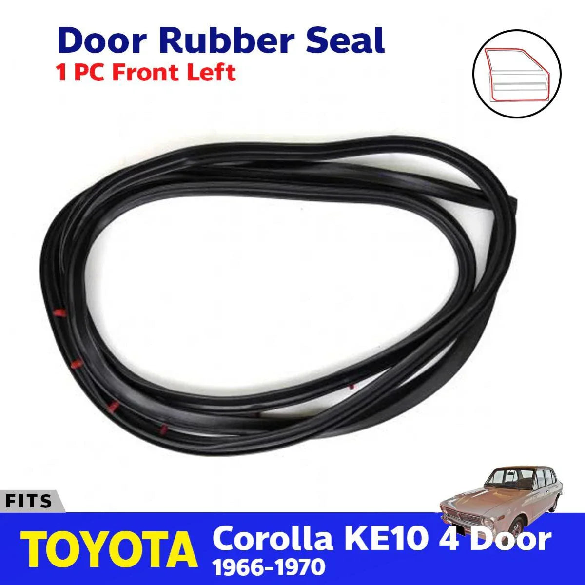 Door Rubber Weatherstrip Front LH Fits Toyota Corolla KE10 4D Sedan 1966-70 D05