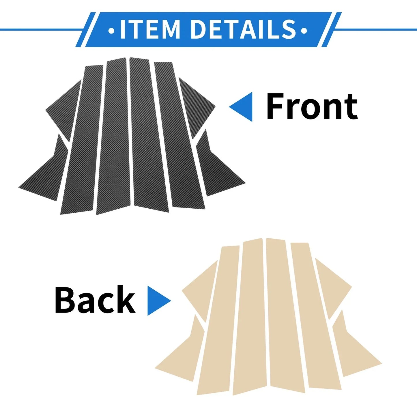 8pcs Door Pillar Window Trim for Hyundai Elantra Carbon Fiber (2017-2023)